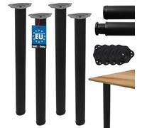 KOTARBAU® Pieds de table en acier inoxydable - 71-74,5 cm - Pieds de table réglables en hauteur, Noir , Hauteur totale 745 mm, diamètre 60 mm, Minimaliste