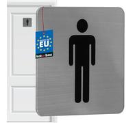 KOTARBAU® Plaque de WC 7 x 7 cm en acier inoxydable argenté pour homme, pictogramme pour invités, WC, décoration, WC, porte, WC