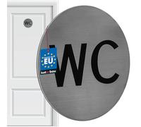 KOTARBAU® Plaque de WC de 7 cm de diamètre en acier inoxydable argenté - Plaque décorative ronde pour porte de WC - Plaque de porte WC