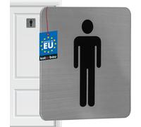 KOTARBAU® Plaque WC 7 x 7 cm Acier inoxydable Plaque carrée Argent Homme Pictogramme Plaques de porte WC invitées Plaque de porte WC décorative Plaque de porte WC Plaque autocollante Porte WC autocoll
