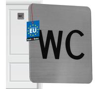 KOTARBAU® Plaque WC 7 x 7 cm Acier inoxydable Plaque carrée Argent Plaques de porte WC invités Plaque de porte WC Déco Plaque de porte WC Plaque WC autocollante Plaque de porte WC Autocollant de porte