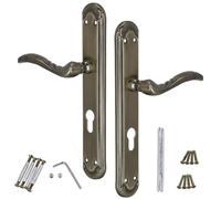 KOTARBAU® Poignée de porte 72 mm PZ ZnAl - Longue plaque - Poignée de porte intérieure - Longue rosace - Poignée de porte - Poignée de porte décorée patinée