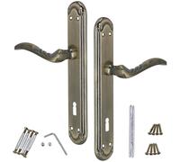 KOTARBAU® Poignée de porte 90 mm BB - Poignée de porte ZnAl - Longue plaque - Poignée de porte intérieure - Longue rosace - Poignée de porte - Poignée de porte décorée patinée