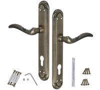 KOTARBAU® Poignée de porte 90 mm PZ ZnAl - Longue plaque - Poignée de porte intérieure - Longue rosace - Poignée de porte - Poignée de porte décorée patinée