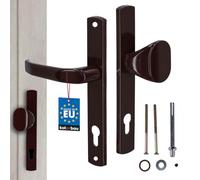 KOTARBAU® Poignée de porte - 92 mm - Plaque longue - Marron - Cylindre profilé pour portes