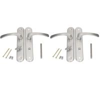 KOTARBAU Poignée de porte de 72 mm gauche droite WC Argenté Porte de toilettage Porte de chambre Longue Plaque en aluminium (Lot de 2)