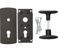 KOTARBAU® Poignée de porte de garage 76 x 173mm Eléments de montage Garniture de poignée de porte Poignée de fermeture Kit de poignée de porte avec plaque Porte de garage Bouton de porte Ferrure de po