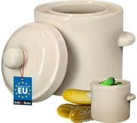KOTARBAU® Pot à choucroute Pot à choucroute 1,8L Pot en terre cuite avec couvercle Pot en pierre Fermentation Tonneau à choucroute en grès Pot à rhum Pot de marinade Pot à kimchi Récipient en céramiqu