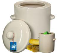KOTARBAU® Pot à choucroute Pot à choucroute 5L Pot en terre cuite avec couvercle Pot en pierre Fermentation Tonneau à choucroute en grès Pot à rhum Pot de marinade Pot de kimchi Récipient en céramique