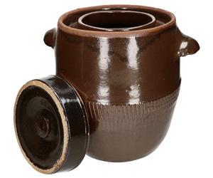 KOTARBAU® Pot à fermentation en céramique - 17 l - Avec couvercle - Pour le grès et la choucroute - En faïence - Marron
