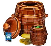 KOTARBAU Pot à fermentation en faïence, 5 L, avec couvercle, pour choucroute et concombres, céramique, hermétique, marron