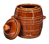 KOTARBAU® Pot à fermentation en faïence, 5 l, avec couvercle, pour choucroute et concombres, en céramique, hermétique, marron, en terre cuite