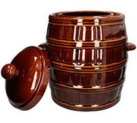KOTARBAU® Pot à fermentation en faïence, 8 l, avec couvercle, pour choucroute et concombres, en céramique, hermétique, marron, en terre cuite