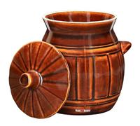 KOTARBAU® Pot de fermentation en argile 2,7 litres - Pot à concombre en grès pour fermentation avec couvercle