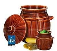 KOTARBAU® Pot de fermentation en argile 3,7 litres - Pot à concombre en grès pour fermentation avec couvercle