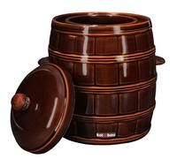 KOTARBAU® Pot de fermentation en grès 16 L - Pot pour choucroute et concombres avec couvercle - Pot en céramique pour mise en conserve - Récipient en grès hermétique - Fût en céramique brun - Pot en