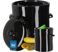 KOTARBAU® Pot de fermentation Pot en grès Faïence 10 l Récipient à kimchi Pot en terre cuite Pot à choucroute Pot en terre cuite avec couvercle Pot en terre cuite avec couvercle Ebène Pot à cornichons