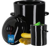 KOTARBAU® Pot de fermentation Pot en grès Faïence 5 l Récipient à kimchi Pot en terre cuite Pot à choucroute Pot en terre cuite avec couvercle Pot en terre cuite avec couvercle Ebène Pot à cornichons