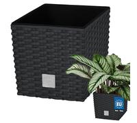 KOTARBAU® Pot De Fleur Carré De 9,8L avec Insert | Pot en Plastique Anthracite | Pot Intérieur | Pot De Jardin À Texture De Rotin | avec Cache-Pot Extérieur | Pot De Fleur Rectangulaire