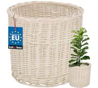 KOTARBAU® Pot De Fleur En Osier Pour Balcon Blanc 28x26cm Cache Pot Plante Interieur | Cache-Pots De Fleurs | Cache-Pot Osier | Panier Plante | Panier Osier Plante | Cache Pot Rotin | Grand Cache Pot