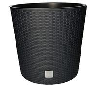KOTARBAU® Pot de Fleurs Ø 400x375 mm Imitation Rotin Rond avec Pot Intérieur Anthracite
