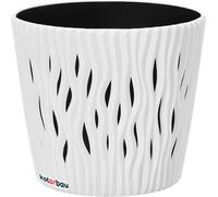 KOTARBAU® Pot de fleurs 130x115mm Blanc 3D effet vague Sable du désert Rond avec pot intérieur