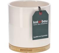 KOTARBAU® Pot de fleurs ⌀13cm avec bol en bambou Cylindre Pot de plantes Céramique Cache-pot