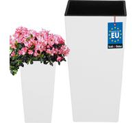 KOTARBAU® Pot de fleurs 170x170x325mm Carré avec pot intérieur Blanc mat