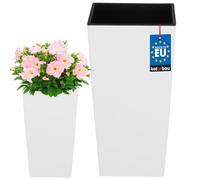 KOTARBAU® Pot de Fleurs 195x195x375 mm Carré avec Pot Intérieur Blanc Mat