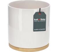 KOTARBAU® Pot de fleurs ⌀19cm avec bol en bambou Cylindre Pot de plantes Céramique Cache-pot