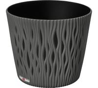 KOTARBAU® Pot de fleurs 225x190mm Gris pierre 3D effet vague Sable du désert Rond avec pot intérieur