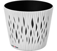 KOTARBAU® Pot de fleurs 265x225mm Blanc 3D effet vague Sable du désert Rond avec pot intérieur