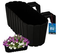 KOTARBAU® Pot de fleurs 40 x 15 x 15 cm Anthracite PVC Jardinière Balcon avec support Jardinière Extérieur Balustrade Balcon Pot de fleurs Balcon Pots de fleurs