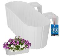 KOTARBAU® Pot de Fleurs 40 x 15 x 15 cm Blanc PVC Balcon Garde-Corps avec Support de Plantes Extérieur