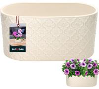 KOTARBAU® Pot de fleurs allongé intérieur Céramique émaillée 13 x 25 cm H 12 cm Crème Pots à herbes ovales Rebord de fenêtre Bac à fleurs intérieur Jardinière ovale Bac à fleurs Intérieur Pot à herbes
