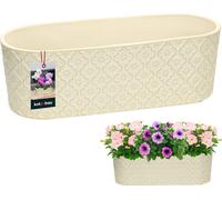 KOTARBAU® Pot de fleurs allongé intérieur Céramique émaillée 13 x 37 cm H 12 cm Crème Pots à herbes ovales Rebord de fenêtre Bac à fleurs intérieur Jardinière ovale Bac à fleurs Pot à herbes intérieur