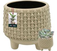 KOTARBAU® Pot de fleurs avec pieds Crème Pot de plantes Céramique Hauteur 12 cm ⌀ 13 cm Pot de fleurs grand extérieur & intérieur Pot de plantes pour salon Cache-pot Fleurs Pot de plantes Beige