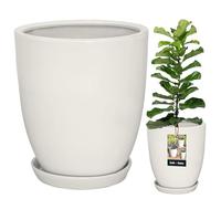 KOTARBAU® Pot De Fleurs Blanc De ⌀ 26 Cm avec Soucoupe |Pot De Fleurs Et D'Herbes en Céramique Émaillée |Cache-Pot |Pot Bonsai Céramique |Pot Bonsai Ceramique |Pot À Bonsai |Pot Céramique Plante