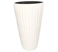KOTARBAU® Pot de fleurs, blanc, slim, 30 x 52 cm, haut, effet ondulé 3D, avec pot intérieur