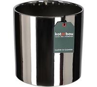 KOTARBAU® Pot de fleurs brillant - Diamètre : 200 mm - Cylindre - En céramique - Cache-pot décoratif - Argenté - Pour plantes d'intérieur
