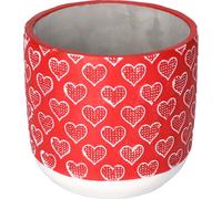 KOTARBAU® Pot de fleurs Cache-pot en béton décoratif ⌀ 13 cm Motif cœur rouge