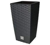 KOTARBAU® Pot de fleurs carré 170 x 170 x 324 mm - Design rotin - Avec pot intérieur anthracite