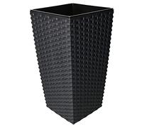 KOTARBAU® Pot de fleurs carré en rotin 225 x 225 x 421 mm avec pot intérieur anthracite