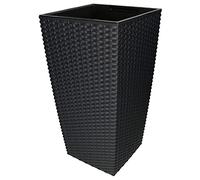 KOTARBAU® Pot de fleurs carré en rotin avec pot intérieur Anthracite 325 x 325 x 610 mm