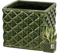 KOTARBAU® Pot de fleurs céramique émaillée Carré vert 14 x 14 cm H 13 cm Cache-pots pour plantes d'intérieur Orchidées & succulentes Pot de plantes Pots de fleurs Cache-pot Pot de fleurs carré Collect