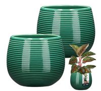 KOTARBAU® Pot de fleurs couleur turquoise Céramique ronde ⌀ 12 cm Hauteur 14 cm Céramique émaillée 2 pcs Cache-pot de fleurs grand Cache-pot Céramique Pot de fleurs Céramique