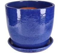 KOTARBAU® Pot de fleurs de jardin ⌀ 31cm céramique émaillée cobalt avec égouttoir