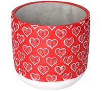 KOTARBAU® Pot de fleurs décoratif en béton - Motif cœur - Rouge - Diamètre : 13 cm