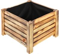 KOTARBAU® Pot de fleurs en bois 38 x 38 x 30 cm Jardinière en pin carbonisé Pot de plantes Jardinière Jardinière en bois Pot de fleurs Idéal pour jardin terrasse balcon