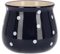 KOTARBAU® Pot de Fleurs en céramique Ø 125 mm Bleu foncé aux Pois Blancs
